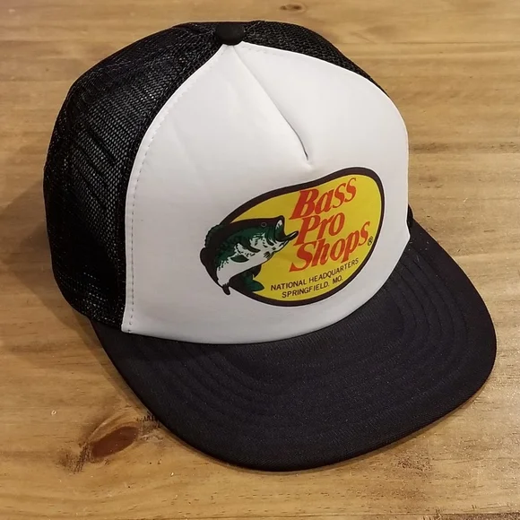 Vintage Bass Pro Shops Trucker Hat Cap snapback Black Mesh Back Fishing Outdoor - Picture 5 of 8